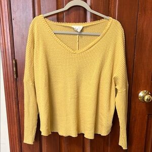 Yellow V-Neck Knit Sweater